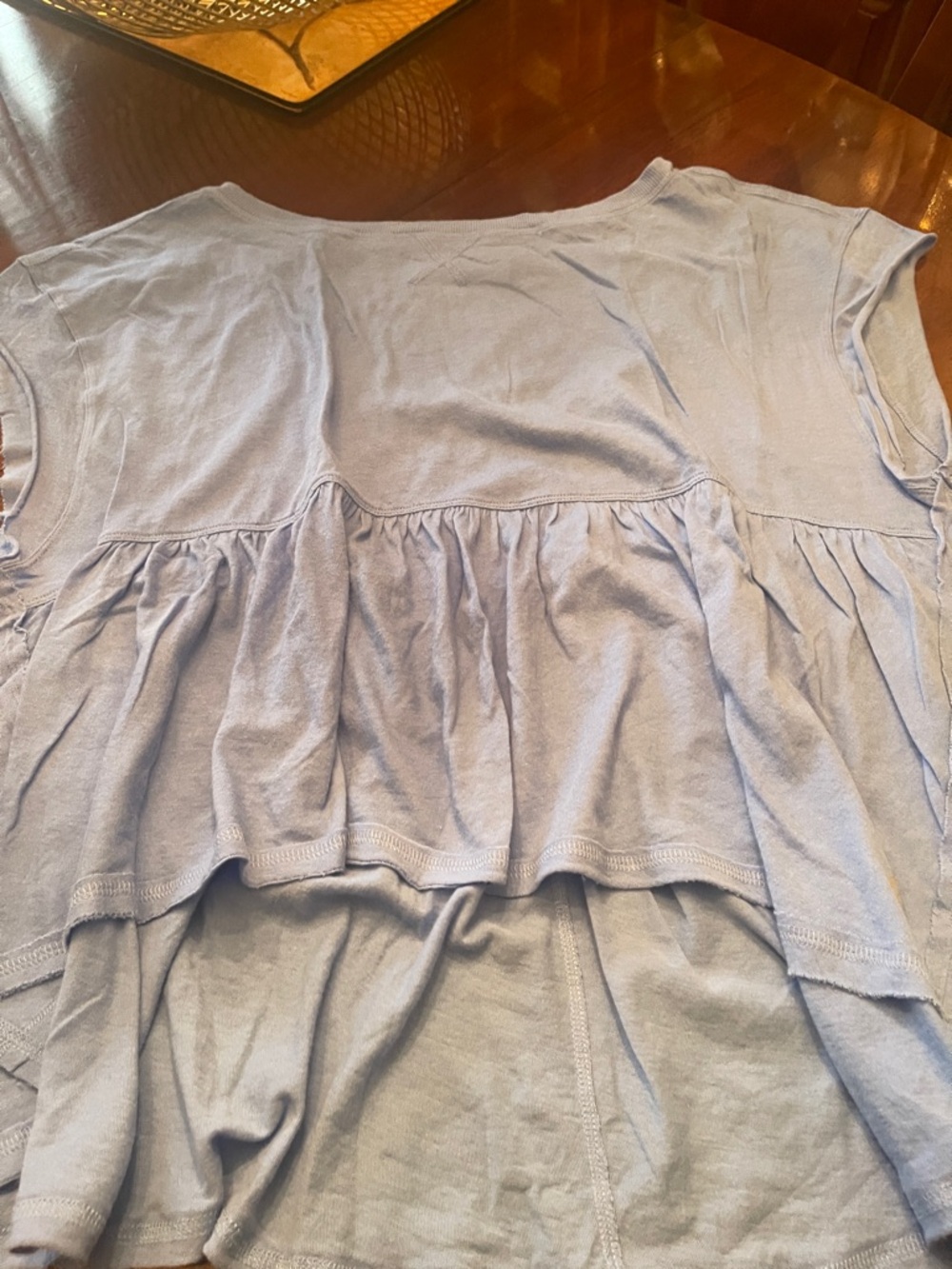 Free People Light Lavender Ruffle Short Sleeve Tee
